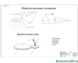 Чертеж общего вида экскаватора. Кинематическая схема
