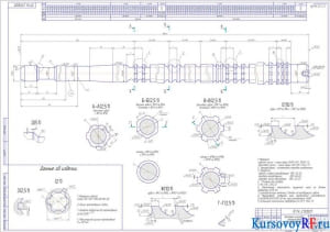 Протяжка шлицевая однопроходная D-6x28H11x32H7x7D9