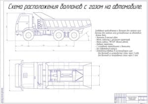 Чертеж Схема расположения баллонов с газом на автомобиле (А1)