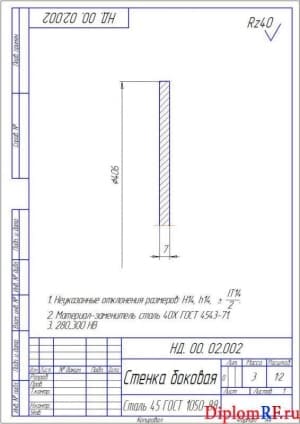Чертеж детали стенка боковая (формат А4)