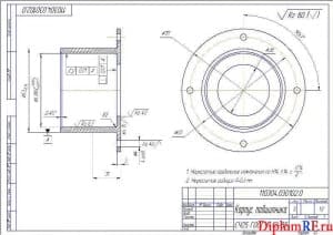 Чертеж детали корпуса подшипника (формат А3)