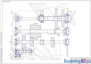 Чертеж развертка коробки скоростей станка модели 6Р82