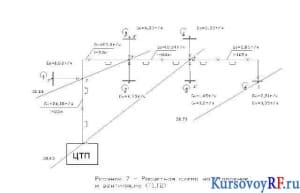 Чертеж расчетной схемы на отопление и вентиляцию (Т1,Т2)