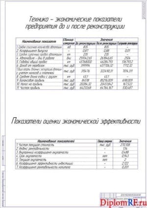 Схема технико-экономические показатели (формат А1)