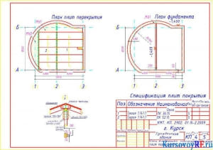 План фундамента, план плит перекрытия, узел