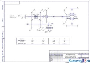 Кинематическая схема трансмиссии автомобиля ГАЗ-53А (формат А3)