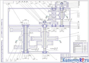 Чертеж коробка скоростей станка 2А135(развёртка)