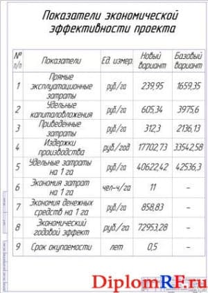 Показатели экономической эффективности проекта (формат А1)