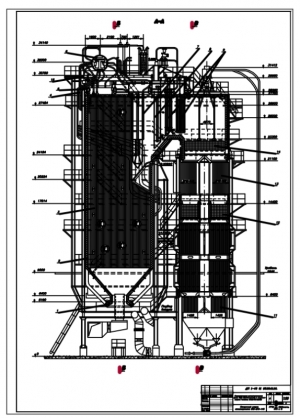 7.	Поперечный разрез котлоагрегата, А1