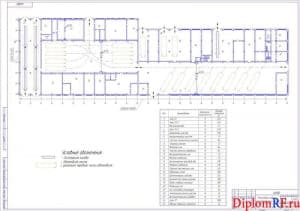 Чертёж планировки главного производственного корпуса (формат А1)