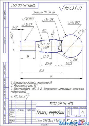  Деталь Палец шаровой (формат А4)