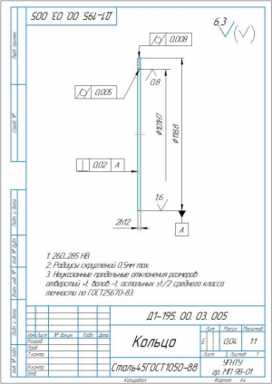 8.	Деталировочный чертеж кольца, А4