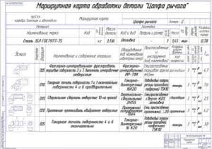 Маршрутная карта обработки детали «Цапфа рычага» (формат А1)