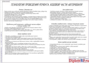 Чертеж технологии выполнения ремонта части ходовой автомобиля (формат А1)