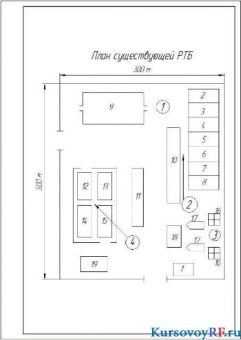 Чертеж плана существующей РТБ