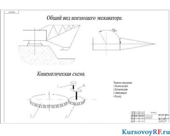 Чертеж общего вида экскаватора. Кинематическая схема