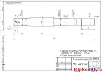 Деталь вал ротора (формат А3)