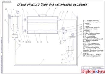 Чертёж схемы очистки воды для капельного орошения (формат А1)
