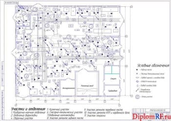 Чертёж ремонтного цеха агрегатов автомобилей (формат А1)