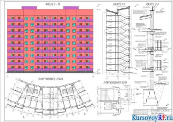 Курсовое проектирование по строительству 9 этажной 36 квартирной блок-секции