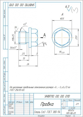 19.	Конструкция пробки, А4