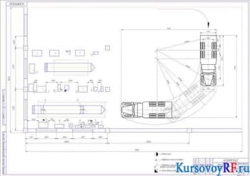 Чертеж зоны поточного ремонта автомобилей КрАЗ-267