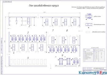 Чертеж плана производственного корпуса 