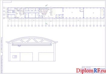 Чертеж производственного корпуса до реконструкции (формат А1)
