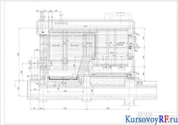 Чертеж Котла ДКВР 6.5-13 продольный разрез