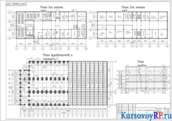 Чертеж план фундаментов и покрытий