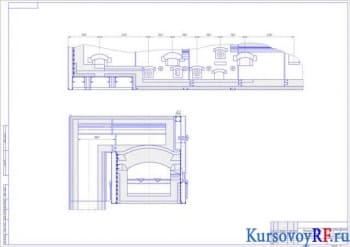 Чертеж механизированной печи для нагрева заготовок (формат А2)