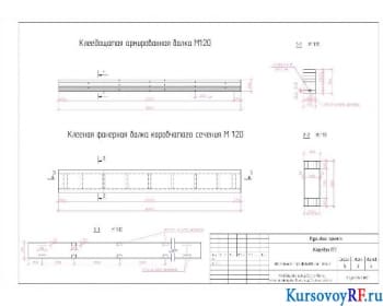 Клеедощатая армированная балка, клееная фанерная балка коробчатого сечения