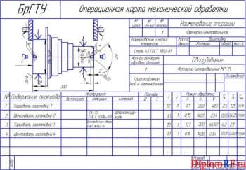 Операционная карта механической обработки №1 (формат А4)