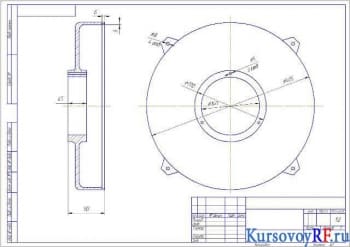 Чертёж деталь крышки подшипника (формат А3)