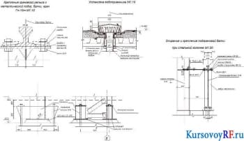 Крепление кранового рельса к металлической подкр. балки, кран Гп-10т М1:10