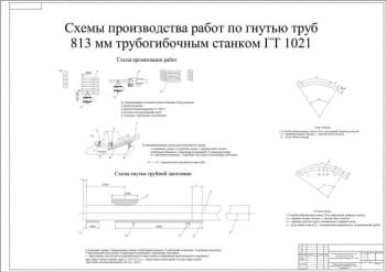 4.	Чертеж производства работ по гнутью труб 813 мм трубогибочным станком ГТ 1021