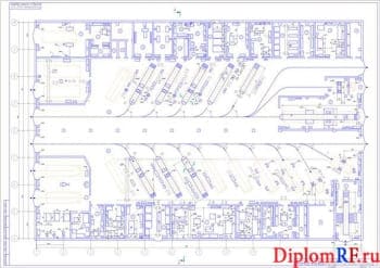 Чертеж производственного корпуса после реконструкции с расстановкой оборудования (формат А1)