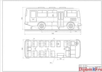 Чертёж габаритный автобуса ПАЗ-3205 (формат А1)