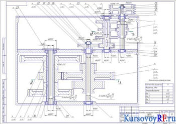 Чертеж коробка скоростей станка 2А135(развёртка)