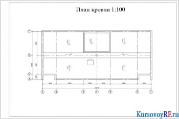 Чертеж плана кровли 1:100