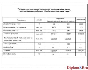 Схема технико-экономические показатели (формат А)