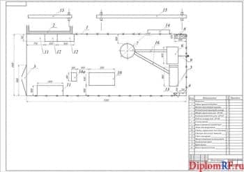 Схема план участка ионного азотирования (формат А1)
