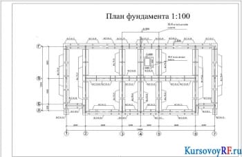 Чертеж плана фундамента 1:100