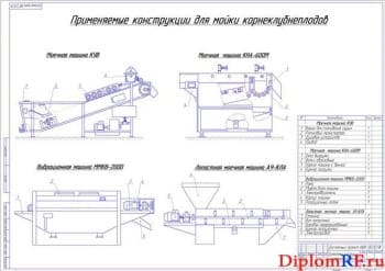 Применяемые конструкции для мойки корнеклубнеплодов (формат А1)