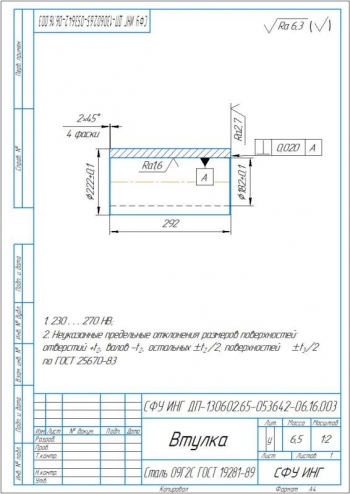 6.	Деталировка: втулка, А4