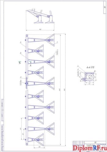 Чертёж общего вида сошниковой группы сеялки СЗ-3.6М (формат А1)