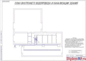 Чертеж плана внутреннего водопровода и канализации (формат А1)