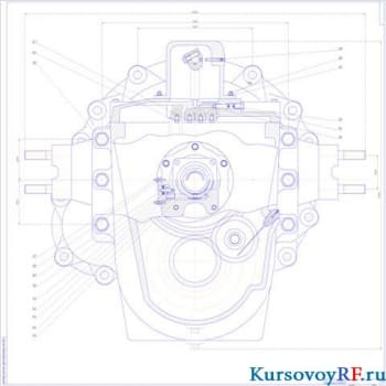 Чертеж коробки передач. Вид сзади (формат А1)