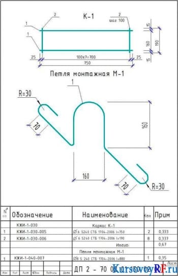 Петля монтажная М-1, Каркас К-1