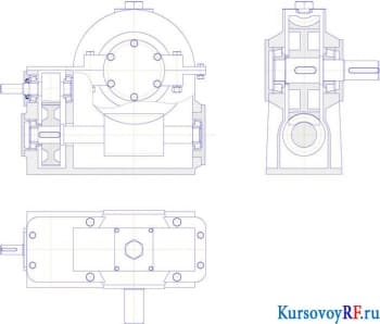 Фрагментарный общего вида редуктора червячного типа